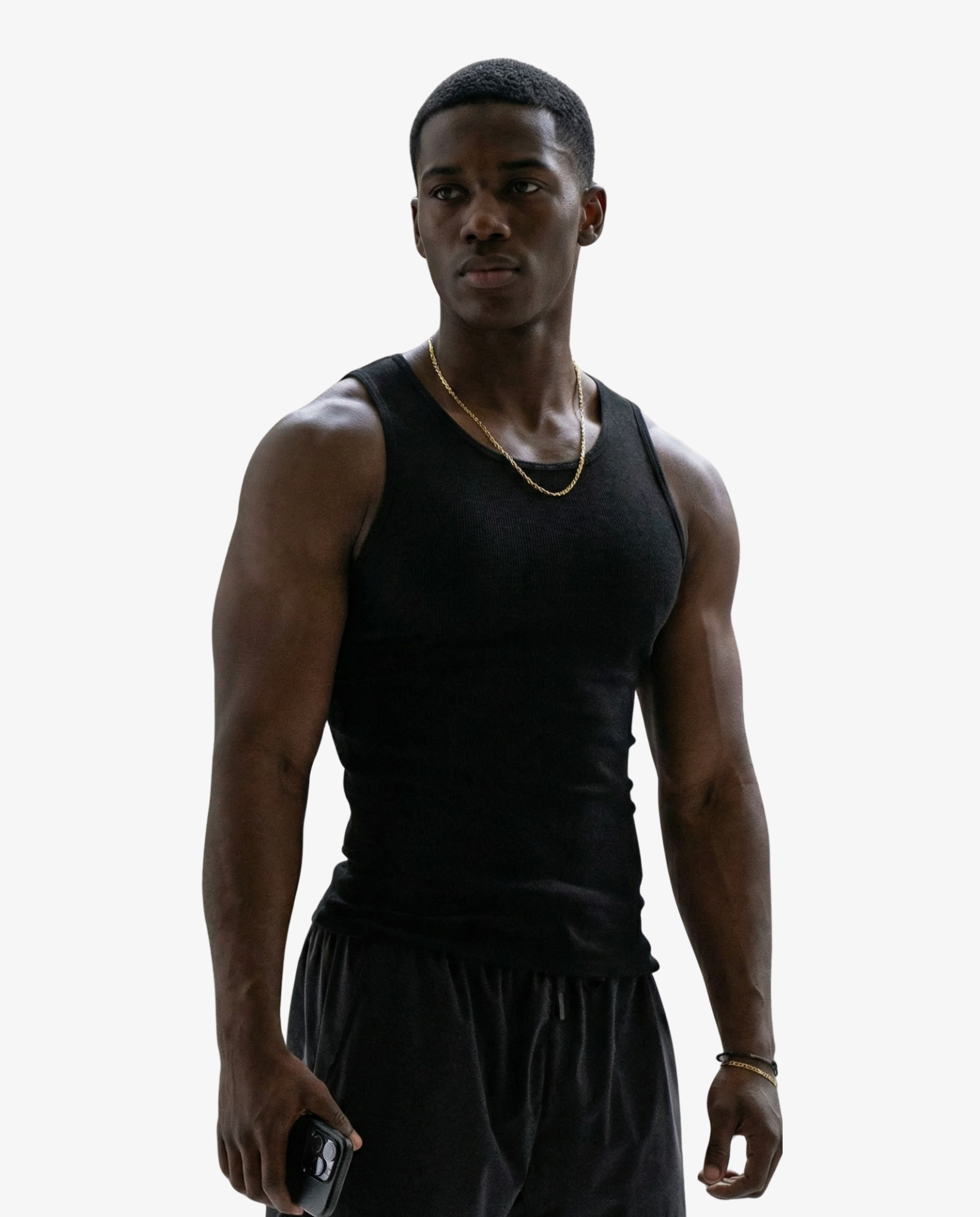 Noir | Le mannequin mesure 1m80 pour 79kg et porte du M